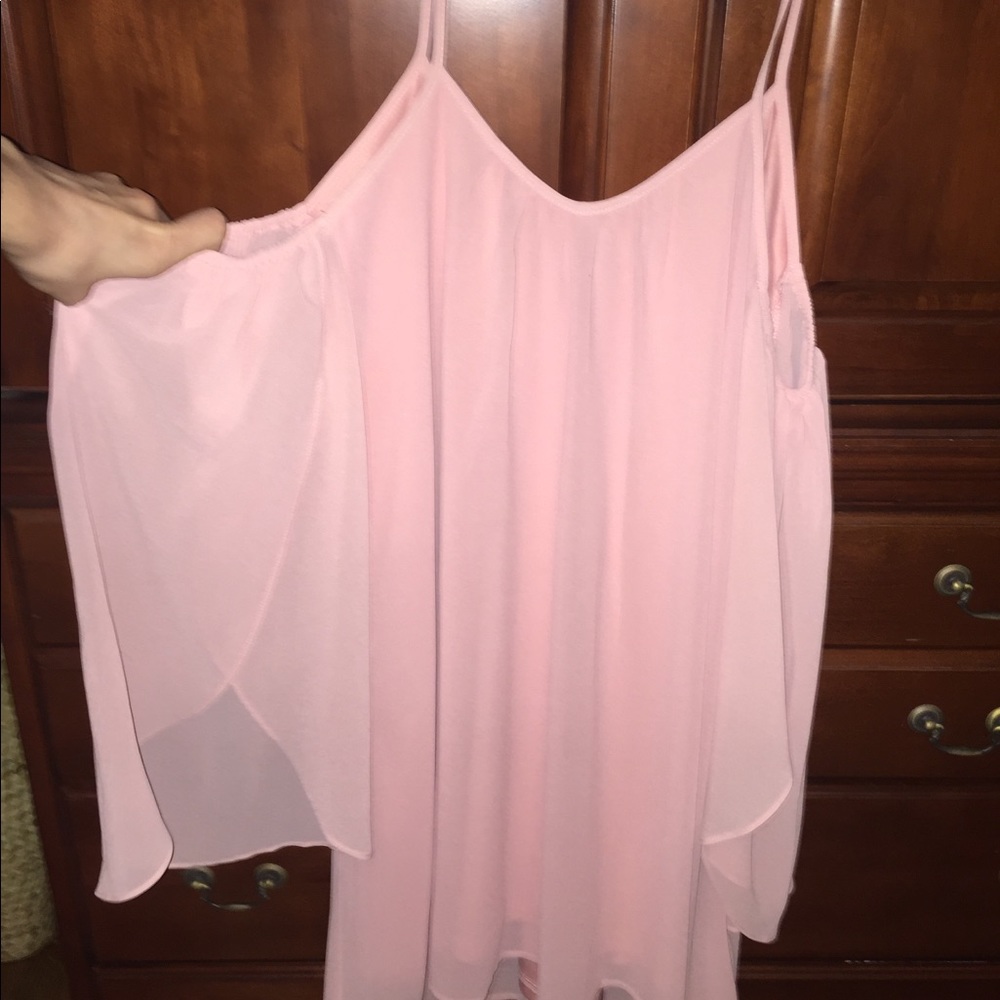 Blush Flowy Shoulder-less Dress